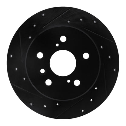 R1 Concepts R1 00-04 Toyota AVALON Rear Left Drilled & Slotted Black Brake Rotor