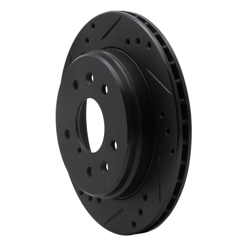 R1 Concepts R1 86-91 Mazda RX-7 Rear Left Drilled & Slotted Black Brake Rotor