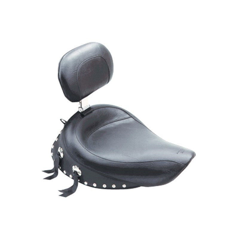 Mustang Motorcycle Mustang 06-17 Harley Dyna Wide Touring Solo Seat w/Driver Backrest w/Studs - Black