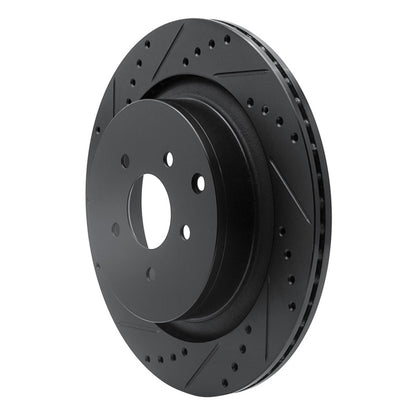 R1 Concepts R1 09-24 Infiniti Q70L Rear Left Drilled & Slotted Black Brake Rotor