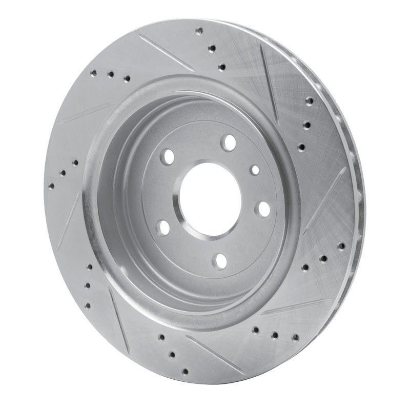 R1 Concepts R1 14-19 Chevrolet Corvette Rear Left Drilled & Slotted Silver Brake Rotor