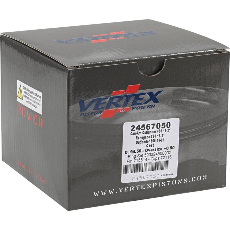 Vertex Pistons Vertex Piston 17-21 Can-Am Outlander 450 4x4 450cc +0.50mm Oversized Cast Replica Piston Kit