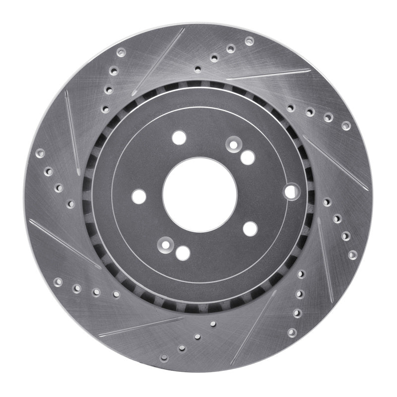 R1 Concepts R1 18-25 Genesis G70 Rear Left Drilled & Slotted Silver Brake Rotor