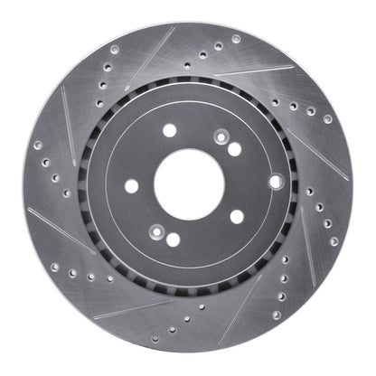 R1 Concepts R1 18-25 Genesis G70 Rear Left Drilled & Slotted Silver Brake Rotor