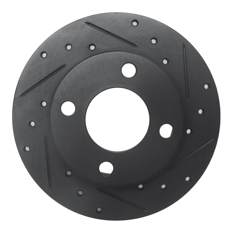 R1 Concepts R1 82-98 Audi 5000 Rear Right Drilled & Slotted Black Brake Rotor