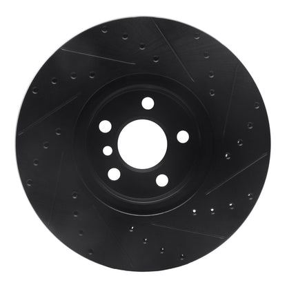 R1 Concepts R1 15-25 BMW X2 Front Left Drilled & Slotted Black Brake Rotor