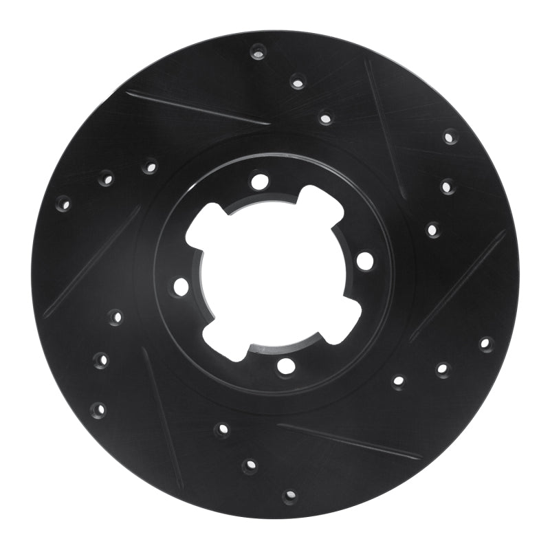 R1 Concepts R1 85-94 Subaru DL Front Right Drilled & Slotted Black Brake Rotor