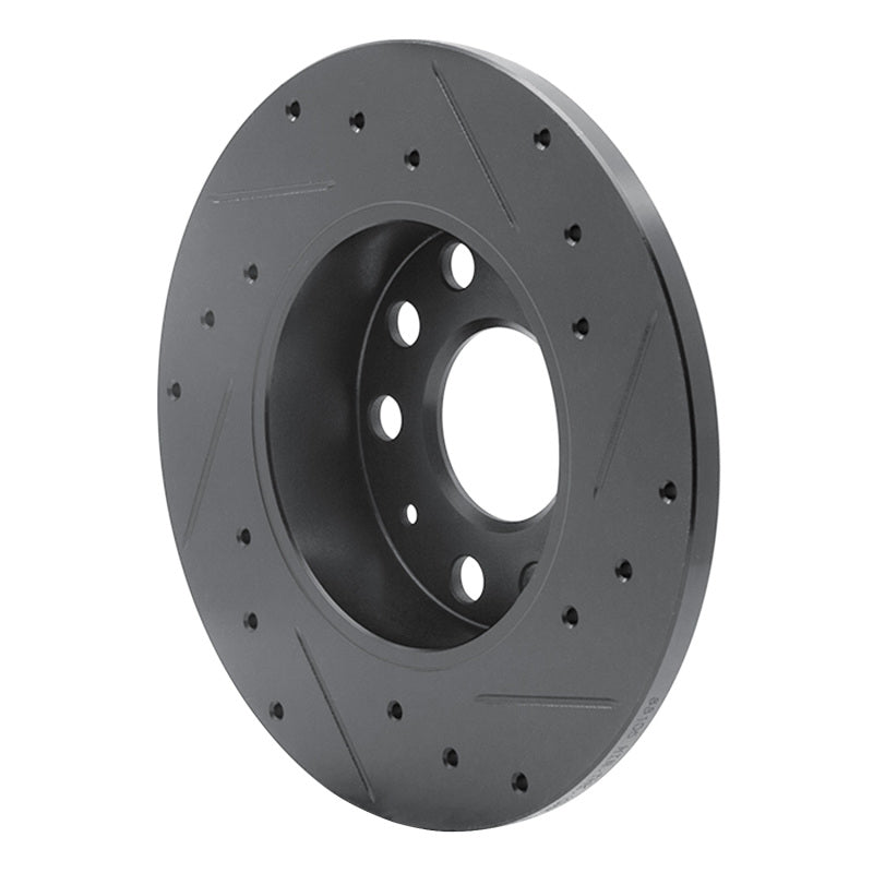 R1 Concepts R1 05-13 Audi A3 Rear Left Drilled & Slotted Black Brake Rotor