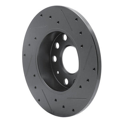 R1 Concepts R1 05-13 Audi A3 Rear Left Drilled & Slotted Black Brake Rotor