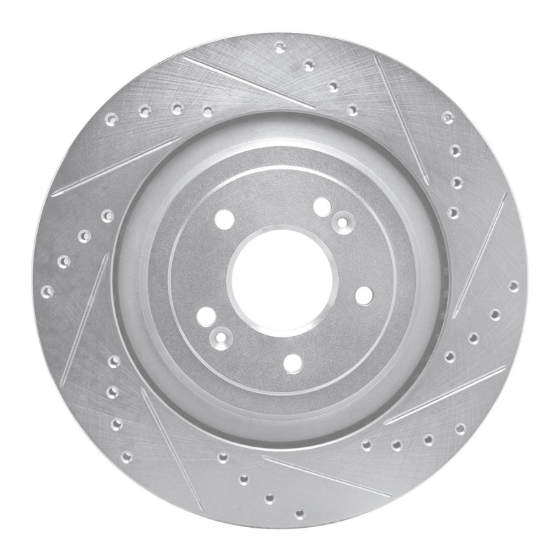 R1 Concepts R1 19-22 Genesis G90 Rear Right Drilled & Slotted Silver Brake Rotor