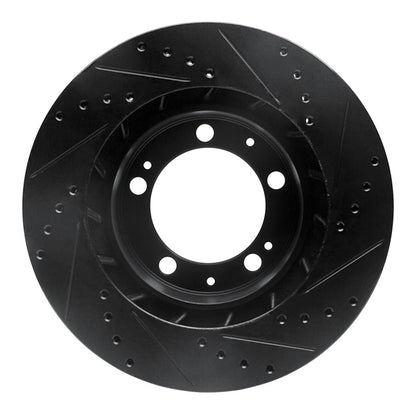 R1 Concepts R1 86-91 Porsche 928 Right Front Drilled & Slotted Black Brake Rotor