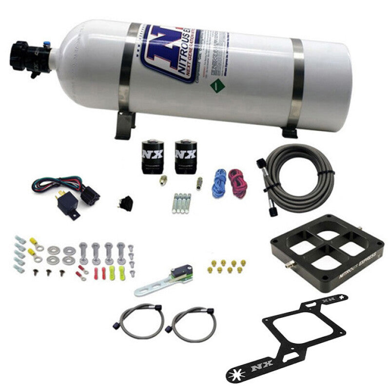 Nitrous Express Dominator Single Entry Billet Crossbar RNC Nitrous Kit (250-750HP) w/15lbbottle