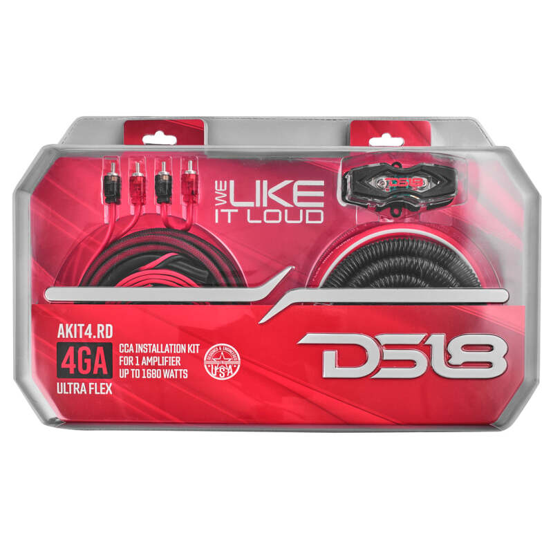 DS18 4-GA Amplifier Install Kit Advance- Red