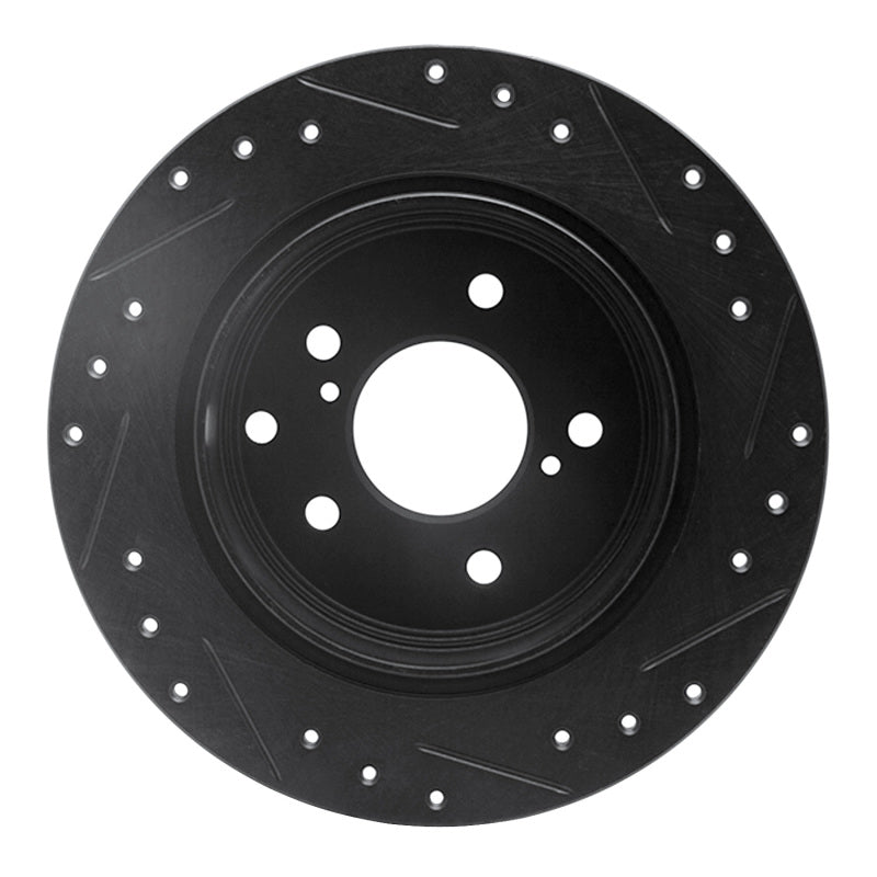 R1 Concepts R1 90-96 Infiniti Q45 Rear Left Drilled & Slotted Black Brake Rotor