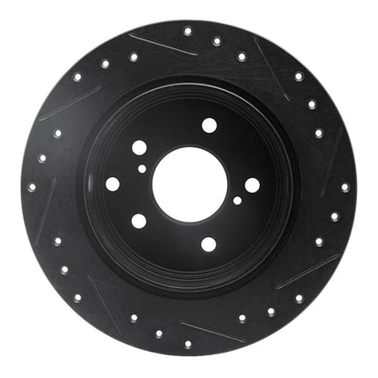 R1 Concepts R1 90-96 Infiniti Q45 Rear Left Drilled & Slotted Black Brake Rotor