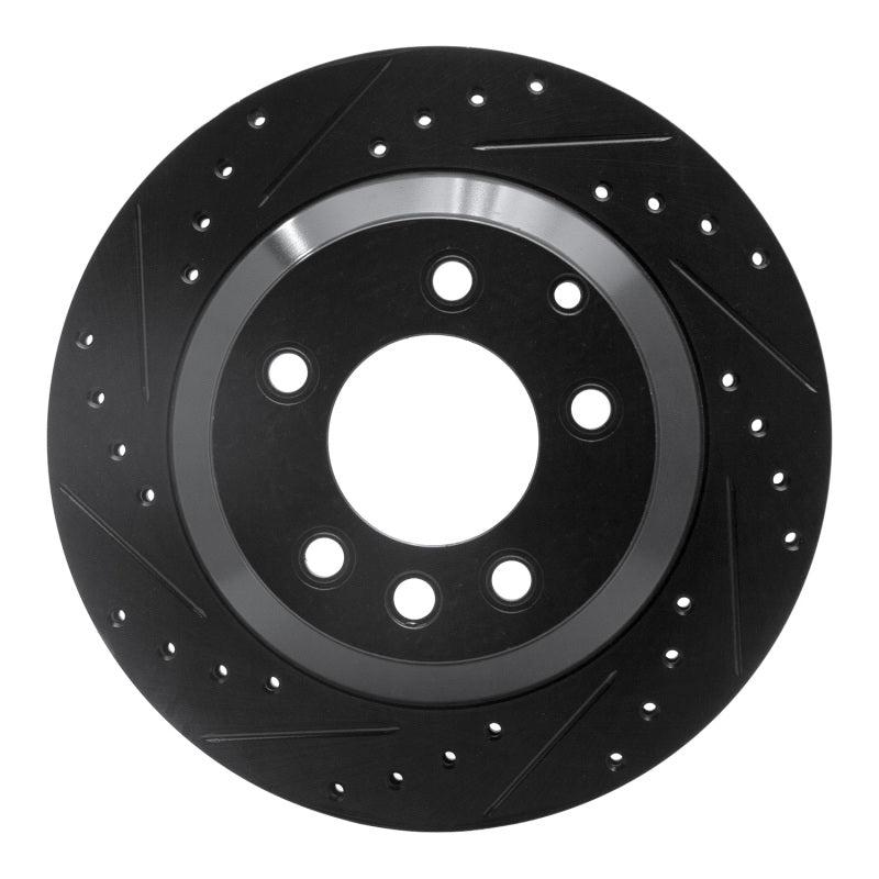 R1 Concepts R1 03-18 Audi Q7 Rear Left Drilled & Slotted Black Brake Rotor