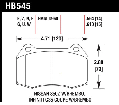 Hawk Performance Hawk 03-07 G35/350z/03-06 Sentra Spec V w/ Brembo HPS Street Front Brake Pads