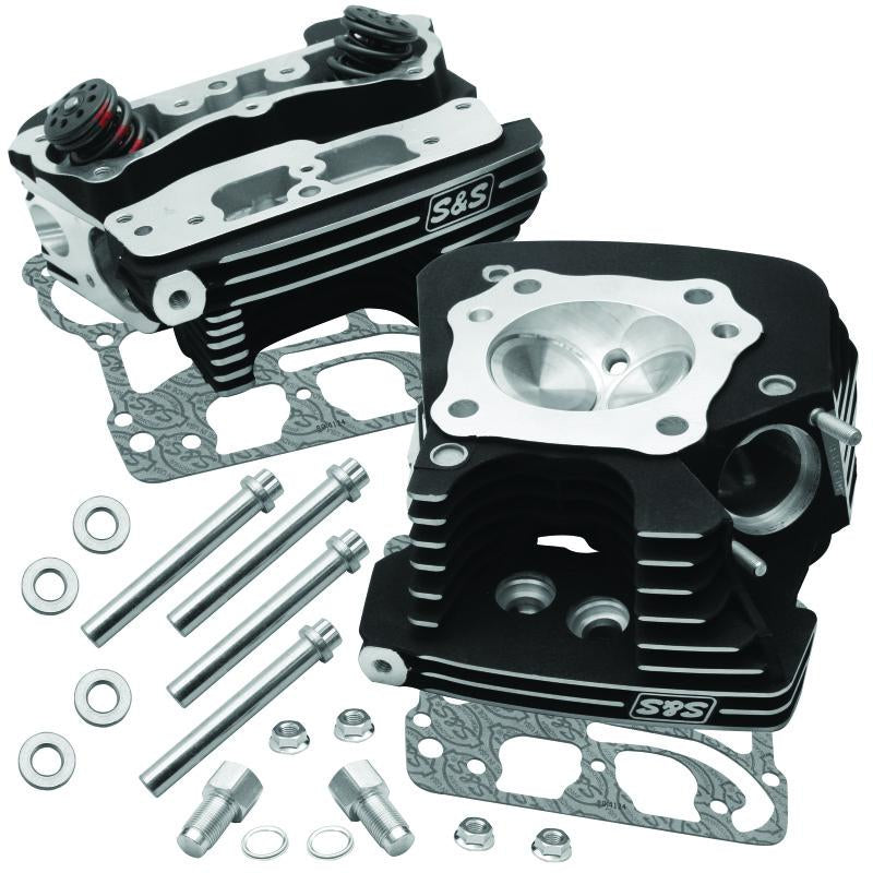 S&S Cycle 99-05 BT Super Stock 89cc Cylinder Head Kit - Black Wrinkle