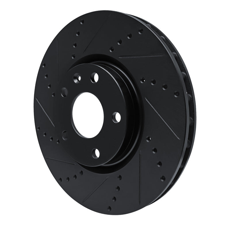 R1 Concepts R1 14-19 Chevrolet Corvette Front Left Drilled & Slotted Black Brake Rotor