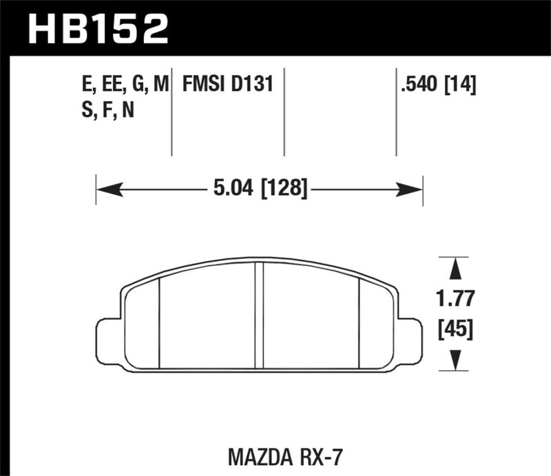 Hawk Performance Hawk 88-91 Mazda RX-7 1.3L 10th Anniversary 1 Piston Caliper Front ER-1 Brake Pads