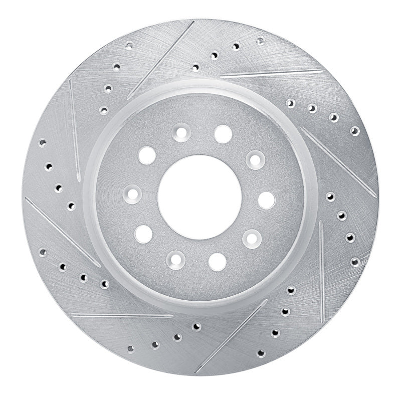 R1 Concepts R1 2020-2025 Cadillac CT4 Rear Left Drilled & Slotted Silver Brake Rotor