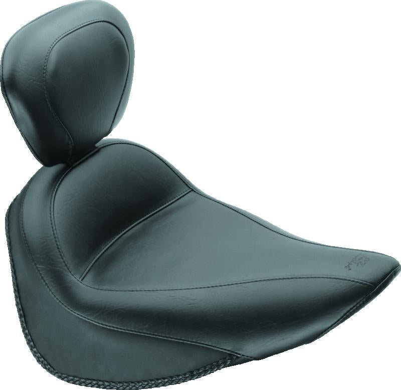 Mustang Motorcycle Mustang 84-06 Harley Standard Rear Tire Standard Touring Solo Seat w/Driver Backrest - Black