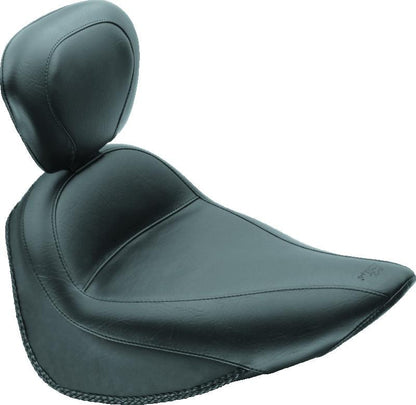 Mustang Motorcycle Mustang 84-06 Harley Standard Rear Tire Standard Touring Solo Seat w/Driver Backrest - Black