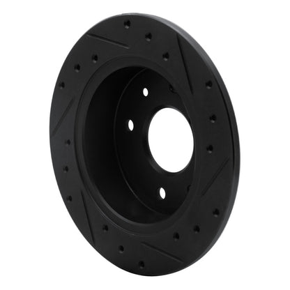 R1 Concepts R1 86-88 Mazda RX-7 Rear Left Drilled & Slotted Black Brake Rotor