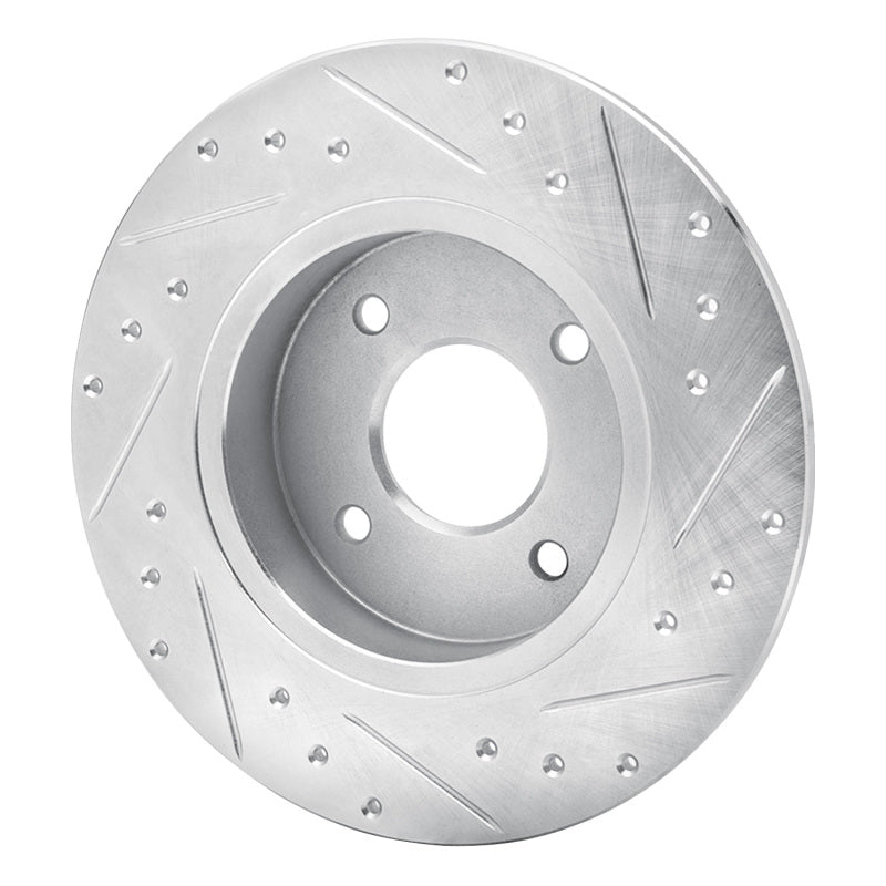 R1 Concepts R1 84-85 Nissan 300ZX Rear Left Drilled & Slotted Silver Brake Rotor