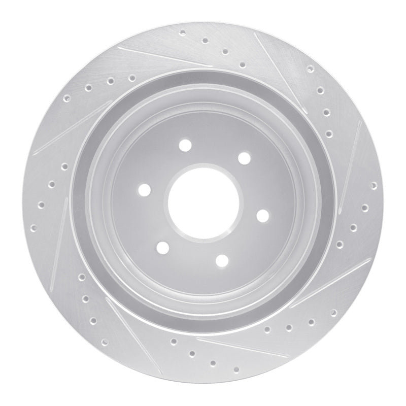 R1 Concepts R1 16-24 Nissan Titan XD Rear Left Drilled & Slotted Silver Brake Rotor