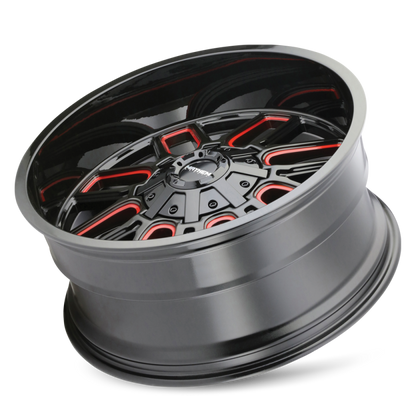 Mayhem 8107 Cogent 20x10 / 5x127 BP / -19mm Offset / 87.1mm Hub Black w/ Prism Red Wheel