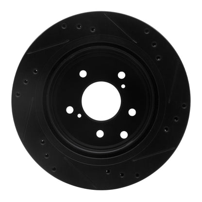 R1 Concepts R1 89-96 Nissan 300ZX Rear Left Drilled & Slotted Black Brake Rotor