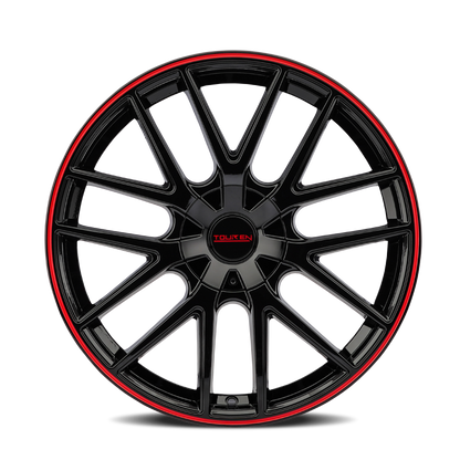 Touren 3260 TR60 16x7 / 5x110/115 BP / 42mm Offset / 72.62mm Hub Gloss Black w/ Red Ring Wheel