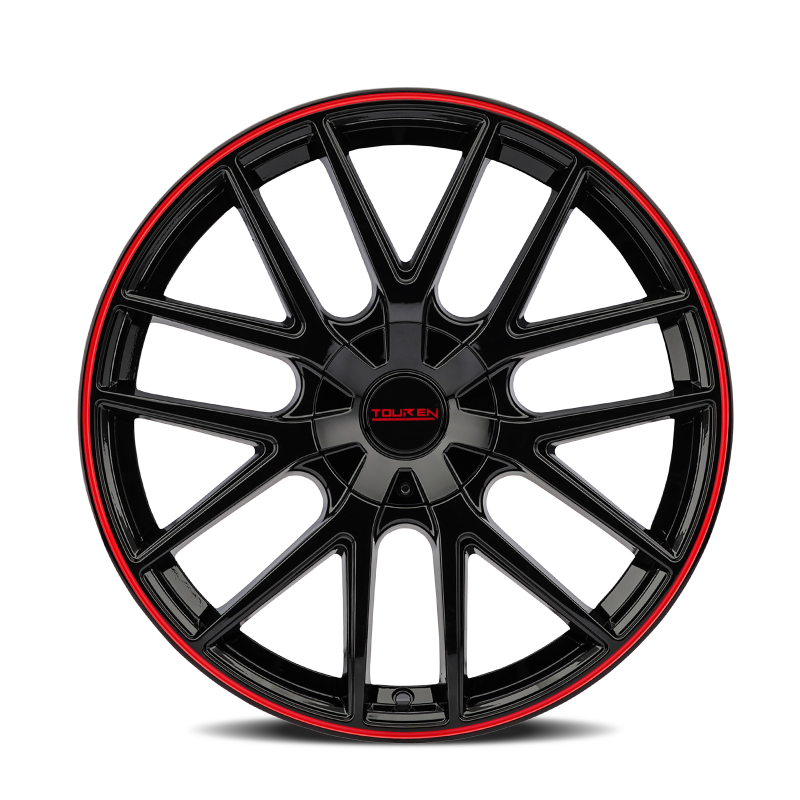Touren 3260 TR60 16x7 / 5x100/114.3 BP / 42mm Offset / 72.62mm Hub Gloss Black w/ Red Ring Wheel