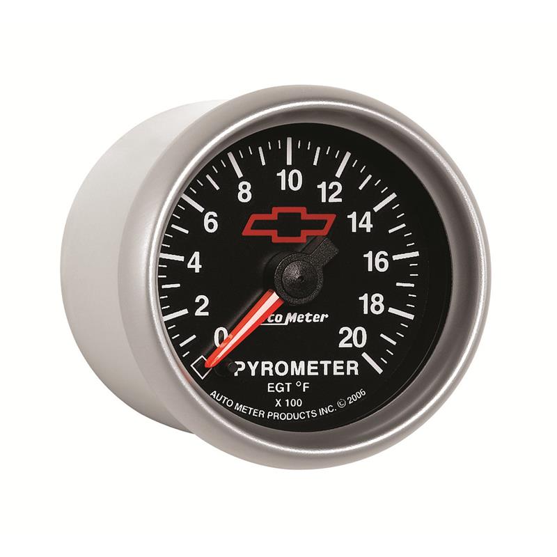 AutoMeter Gauge Pyrometer (Egt) 2-1/16in. 2000 Deg. F Stepper Motor Chevy Red Bowtie Black