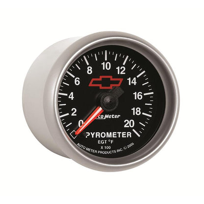 AutoMeter Gauge Pyrometer (Egt) 2-1/16in. 2000 Deg. F Stepper Motor Chevy Red Bowtie Black