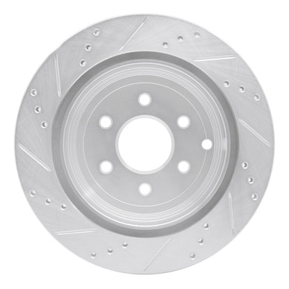 R1 Concepts R1 05-12 Nissan Pathfinder Rear Right Drilled & Slotted Silver Brake Rotor