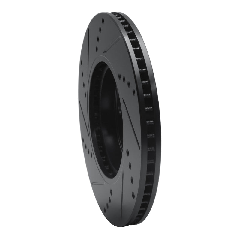 R1 Concepts R1 2016-2025 Honda Civic Coupe Front Right Drilled & Slotted Black Brake Rotor
