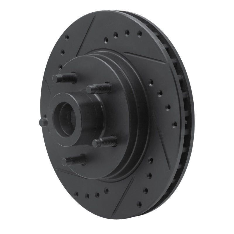 R1 Concepts R1 84-87 Lincoln CONTINENTAL Front Left Drilled & Slotted Black Brake Rotor