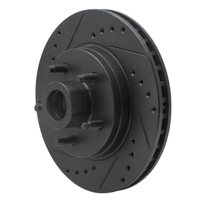 R1 Concepts R1 84-87 Lincoln CONTINENTAL Front Left Drilled & Slotted Black Brake Rotor