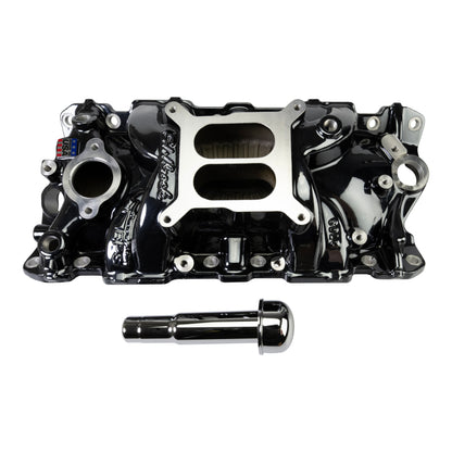Edelbrock Chevy SB Performer EPS Manifold w/ Oil Fill Tube - Black Plasma