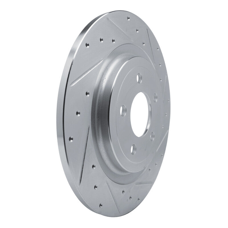R1 Concepts R1 20-25 Ford Mustang Rear Right Drilled & Slotted Silver Brake Rotor