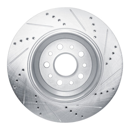R1 Concepts R1 14-16 Maserati Ghibli Rear Left Drilled & Slotted Silver Brake Rotor