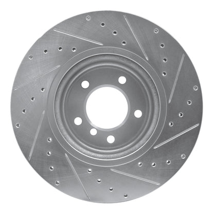 R1 Concepts R1 06-13 BMW 135IS Front Left Drilled & Slotted Silver Brake Rotor