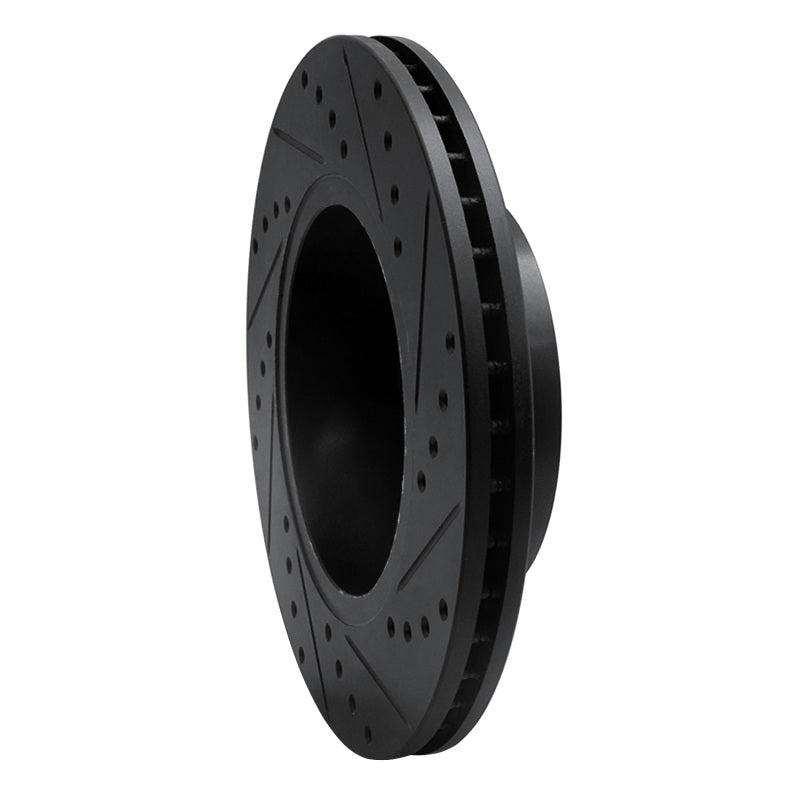 R1 Concepts R1 94-02 Land Rover Range Rover Front Left Drilled & Slotted Black Brake Rotor