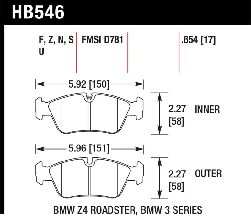 Hawk Performance Hawk DTC-70 Brake Pads 98-02 BMW Z3/03-08 BMW Z4