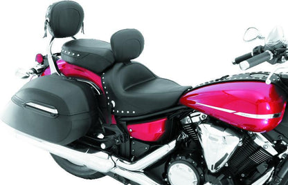 Mustang Motorcycle Mustang 07-17 Yamaha V-Star 1300,1300 Tourer Wide 2PC Seat w/ Driver Backrest Studs- Black