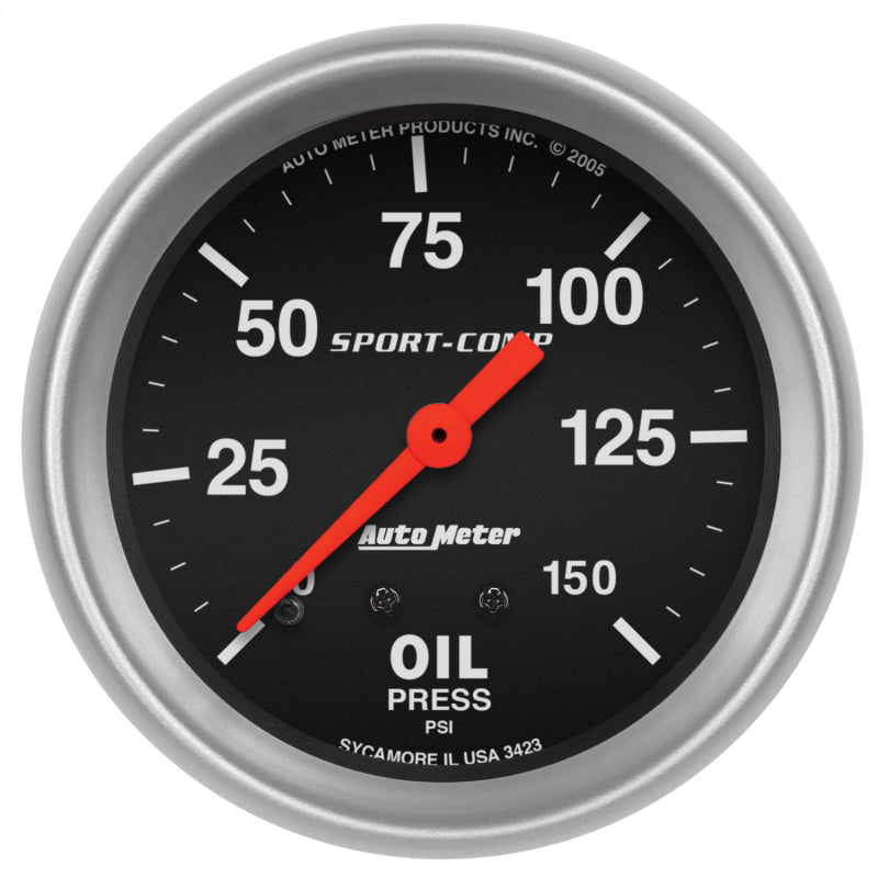 AutoMeter Gauge Oil Pressure 2-5/8in. 150PSI Mechanical Sport-Comp