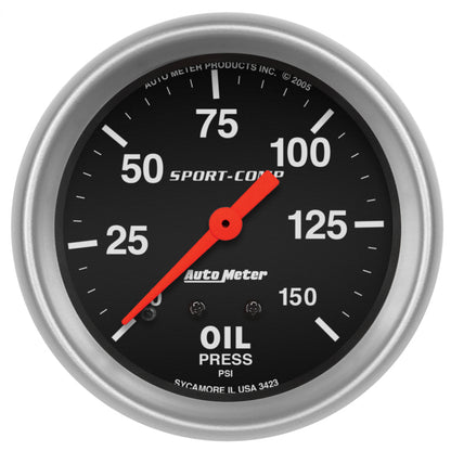 AutoMeter Gauge Oil Pressure 2-5/8in. 150PSI Mechanical Sport-Comp