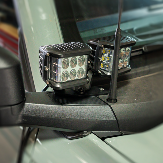 Cali Raised LED Cali Raised 2021+ Ford Raptor Ditch Light Mount Kit - 2 3X2 18W Amber Led Pods/2 3.5 Inch Round